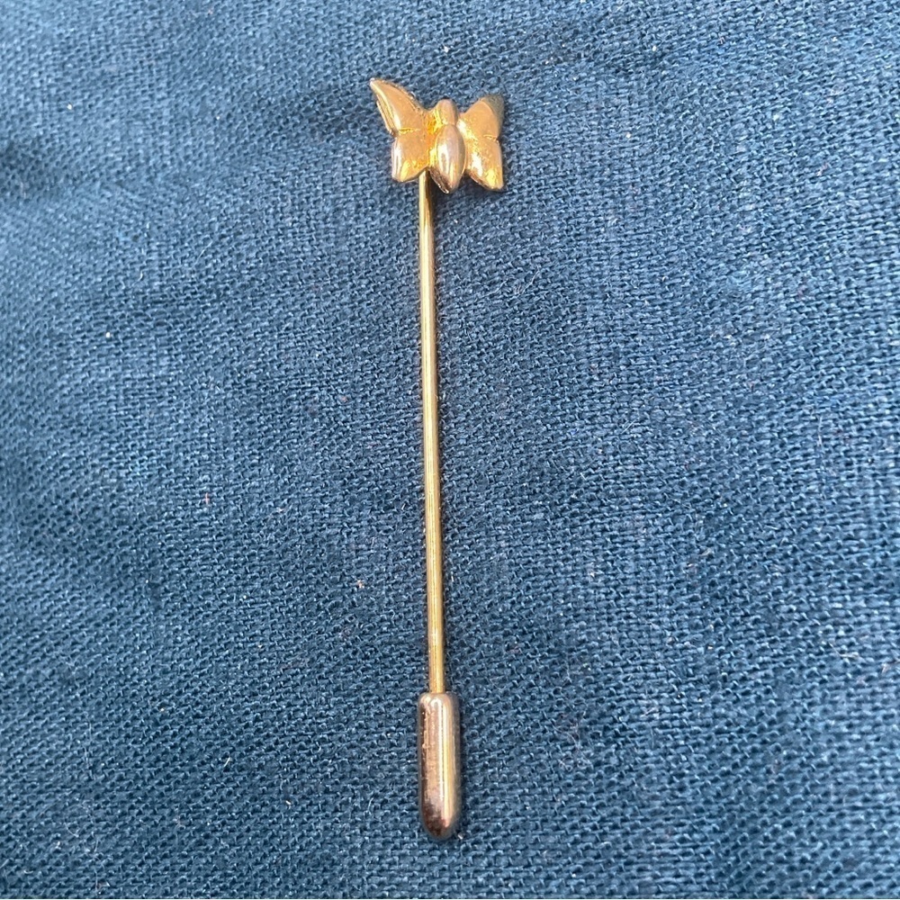 Vintage Butterfly stick pin gold tone metal